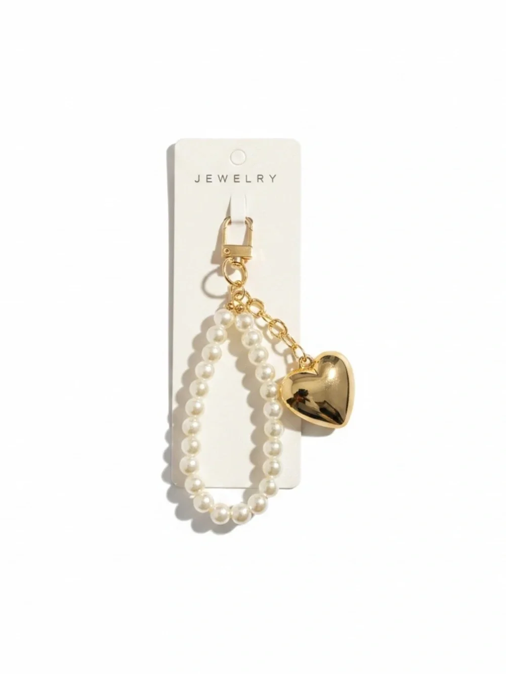 New Women’s Faux Pearl with Gold Tone Heart Bag‎ Charm / Keychain Feminine Gift